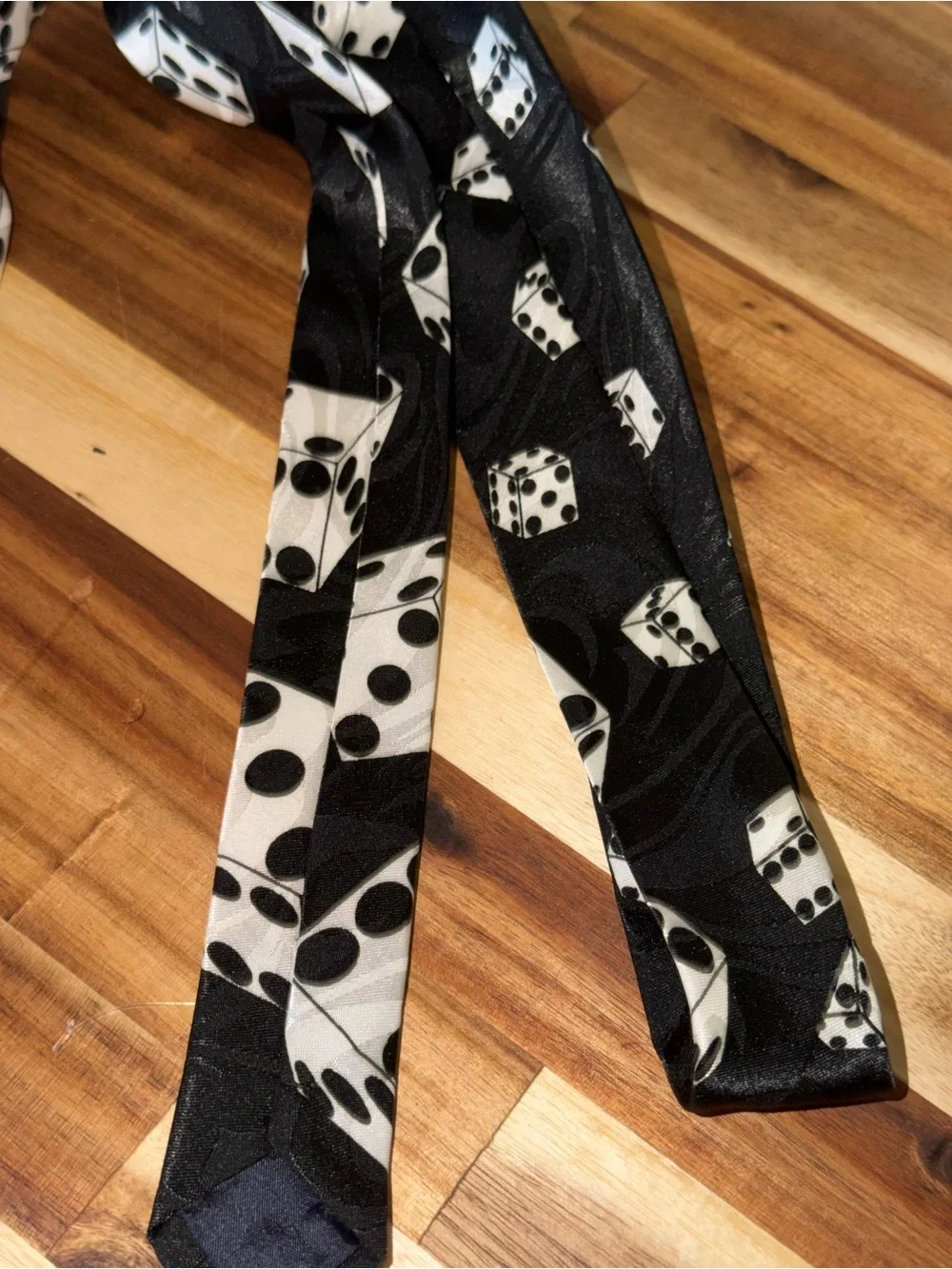 Vintage Steven Harris Dice Necktie Black White Casino Gambling Novelty Tie